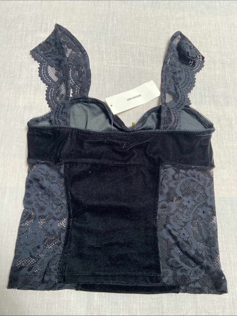 Kimchi Black Lana Velvet and Lace Tank Top New - Picture 4 of 10